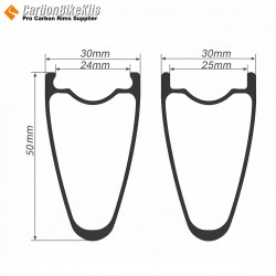 Ruota in Carbonio Ultralight 700C 50x30mm Tubeless con Gancio/Senza Gancio per Gravel / CX